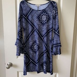 Blue and white dress